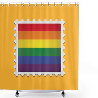 Personality  Mail Stamp With A Gay Pride Flag Shower Curtains