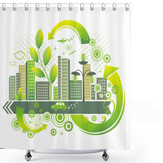 Personality  Green City. Shower Curtains