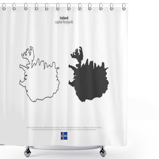 Personality  Republic Of Iceland Isolated Map And Official Flag Icons. Vector Iceland Political Maps Icon. Nordic Island Country Geographic Banner Template. Travel Concept Map Over White Background Shower Curtains
