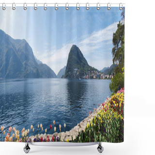 Personality  Lugano, Switzerland: View Of The Gulf From The Botanical Garden Of The City Shower Curtains