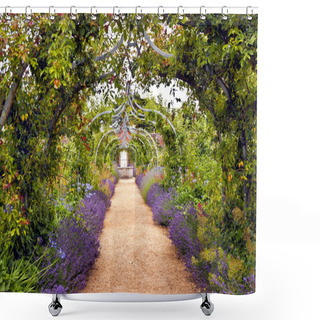 Personality  Colourful English Summer Flower Garden With A Path Under Archway Shower Curtains