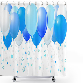Personality  Blue Balloons Flying Up Shower Curtains
