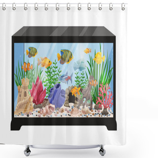 Personality  Aquarium Tank Cartoon Illustration Shower Curtains