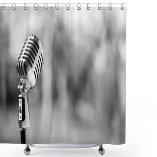 Personality  Close-up With Retro Style Microphone Shower Curtains