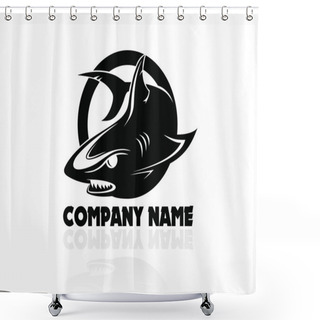 Personality  The Vector Image Of A Shark - Logo,sign,vector,icon Shower Curtains