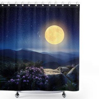 Personality  Full Moon In The Mountains  Shower Curtains