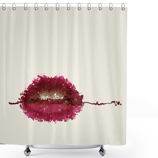 Personality  Juicy Female Lips Of Blots Vector Shower Curtains