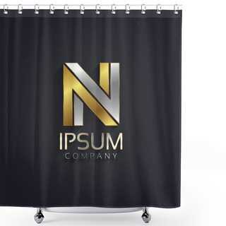 Personality  Silver And Gold Letter N Shower Curtains