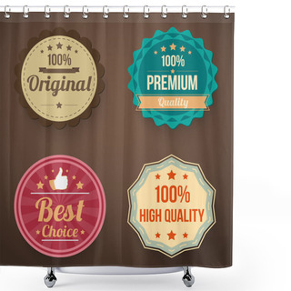 Personality  Vector Set Of Retro Labels Shower Curtains