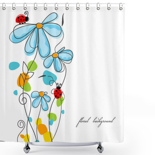 Personality  Flowers And Ladybugs Love Story Shower Curtains