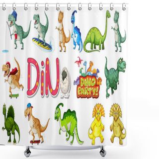 Personality  Many Dinosaurs On White Background Illustration Shower Curtains