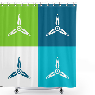 Personality  Blades Flat Four Color Minimal Icon Set Shower Curtains