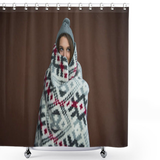 Personality  Woman Wrapped In Blanket Shower Curtains