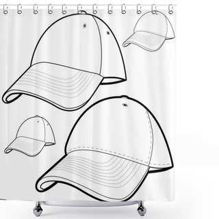 Personality  Baseball Cap Set Shower Curtains