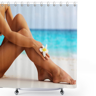 Personality  Beautiful Legs On The Beach Shower Curtains