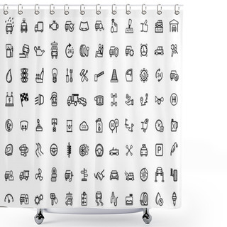 Personality  Vector Black Auto Icons Set Shower Curtains