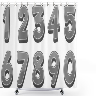 Personality  Font Design For Numbers One To Zero On White Background Illustration Shower Curtains