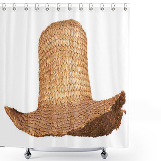 Personality  Yellow Wicker Straw Hat Isolated Shower Curtains