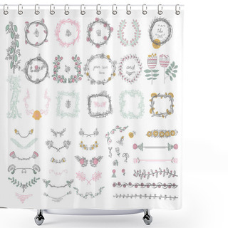 Personality  Set Of Floral Design Elements Shower Curtains