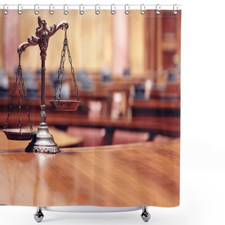 Personality  Decorative Scales Of Justice In The Courtroom Shower Curtains
