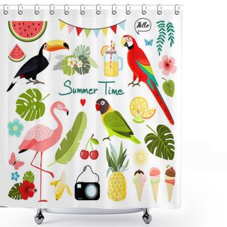 Personality  Summer Tropical Graphic Elements Shower Curtains
