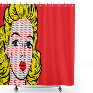 Personality  Cute Blond Girl A Little Surprised Shower Curtains