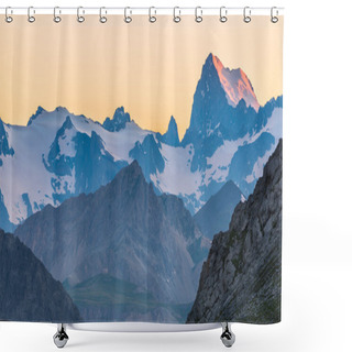 Personality  Last Sunlight On Majestic Mountain Peak Shower Curtains