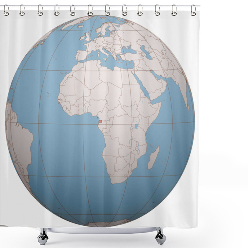 Personality  Equatorial Guinea On The Globe. Earth Hemisphere Centered At The Location Of The Republic Of Equatorial Guinea. Equatorial Guinea Map. Shower Curtains
