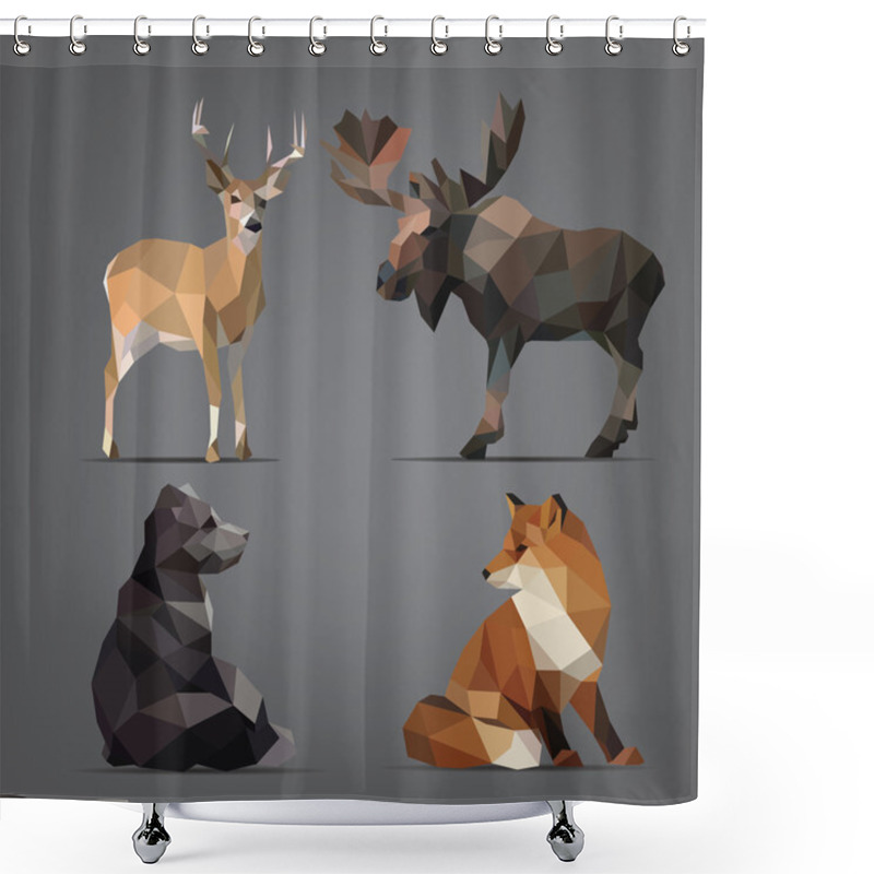 Personality  Wild animals in  geometric style shower curtains