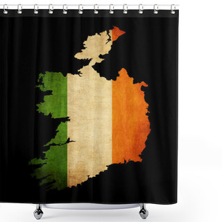 Personality  Ireland Grunge Map Outline With Flag Shower Curtains