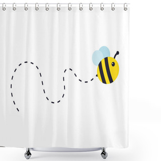 Personality  Bee Flying Path. A Bee Flying In A Dotted Line The Flight Path Of A Bee To Honey. Shower Curtains
