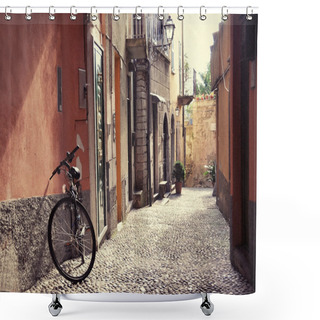 Personality  Bicycle On  Street Of Bellagio Town Shower Curtains