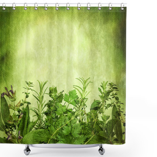 Personality  Herbal Background With Grunge Effects Shower Curtains