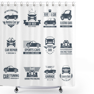 Personality  Car Logo Set Black Shower Curtains