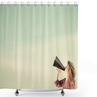 Personality  Kid Shouting Through Megaphone Shower Curtains