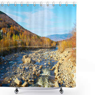 Personality  Swift River At Autumn Shower Curtains