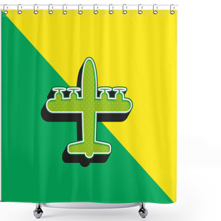 Personality  Airplane With Four Propellers Green And Yellow Modern 3d Vector Icon Logo Shower Curtains