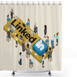 Personality  Concept Of Linked In Logo Shower Curtains