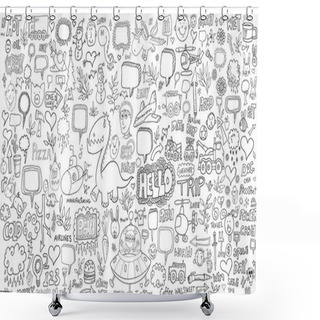 Personality  Doodle Sketch Vector Illustration Set Shower Curtains