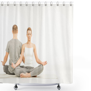 Personality  Couple Sitting In Lotus Position   Shower Curtains