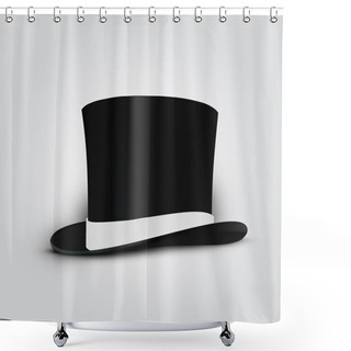 Personality  Black Cylinder Hat With White Ribbon. Vector Illustration. Shower Curtains