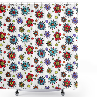 Personality  Hand Drawn Flowers Vector Pattern Shower Curtains