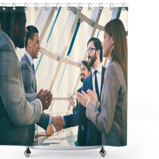 Personality  Business Partners Greeting Each Other Shower Curtains