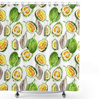Personality  Exotic Durian Wild Fruit Pattern In A Watercolor Style. Shower Curtains