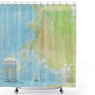 Personality  Small Figurines With City Attractions On Map Of Paris  Shower Curtains