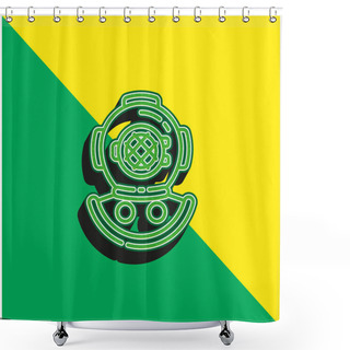 Personality  Aqualung Green And Yellow Modern 3d Vector Icon Logo Shower Curtains