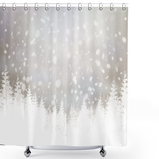Personality  Winter Scene With Snowfall And Forest Shower Curtains