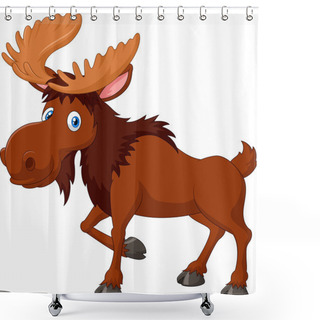 Personality  Cartoon Brown Moose Isolated On White Background Shower Curtains