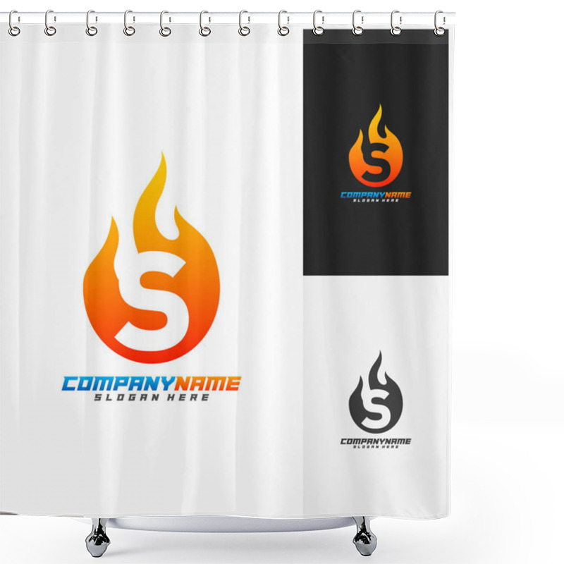Personality  Letter S With Fire Logo Design Vector Template, Creative Design, Icon Symbol, Illustration Shower Curtains