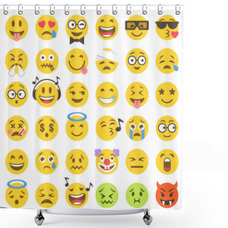 Personality  Vector Flat Emoticons Set 2 Shower Curtains